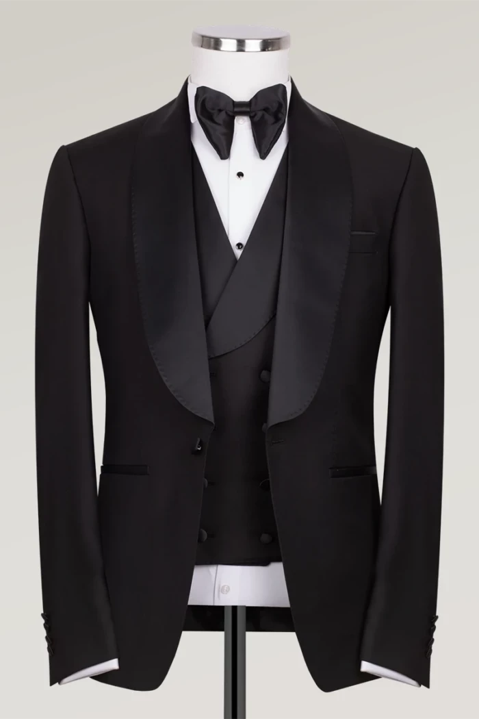 Black Slim Fit Single Breasted Tuxedo Suit<br>