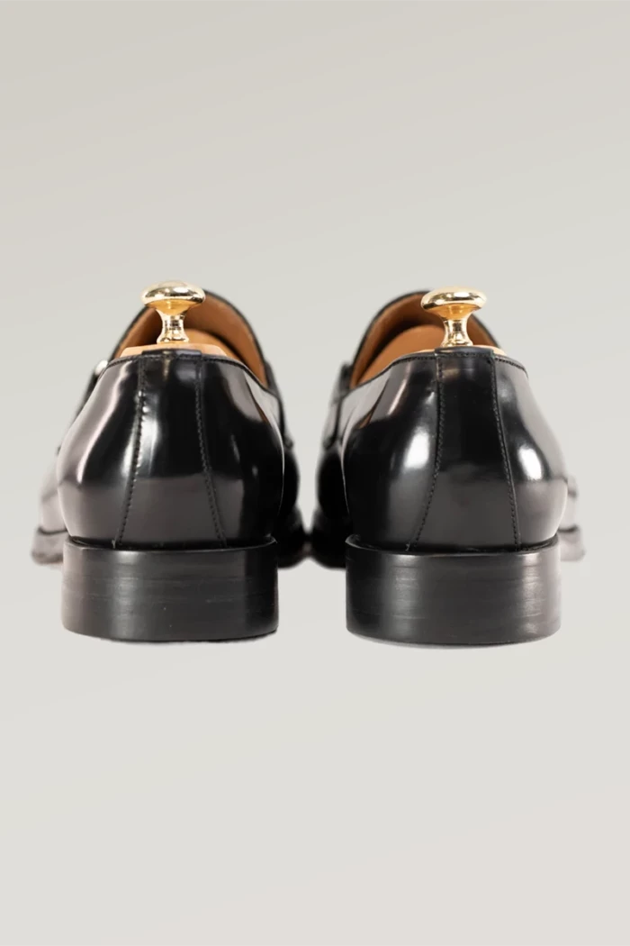 Black Leather Horsebit Loafer<br>