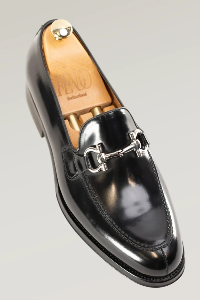 Black Leather Horsebit Loafer<br>