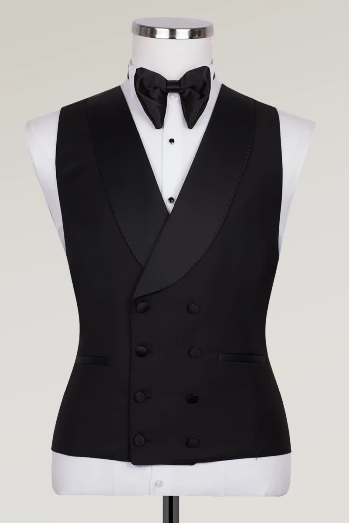 Black Slim Fit Double Breasted Tuxedo Suit<br>