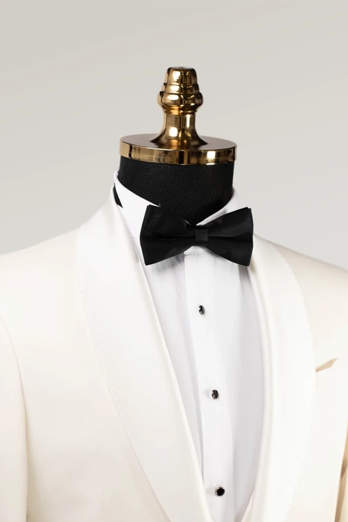 Cream Slim Fit Double Breasted Tuxedo Suit<br>