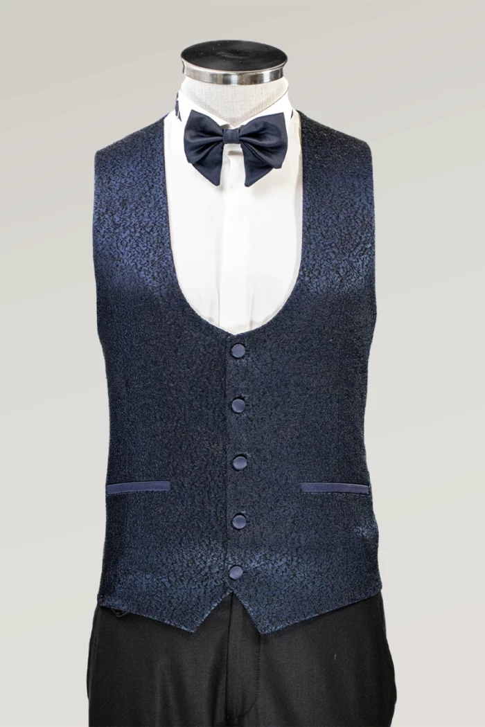 Dark Blue Slim Fit Single Breasted Tuxedo Suit<br>