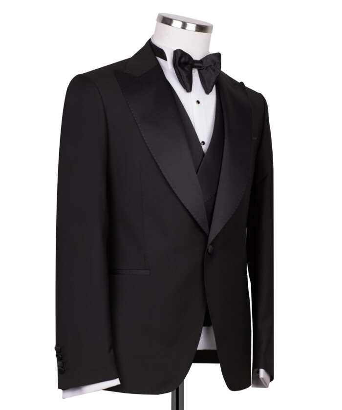 Black Slim Fit Double Breasted Tuxedo Suit<br>