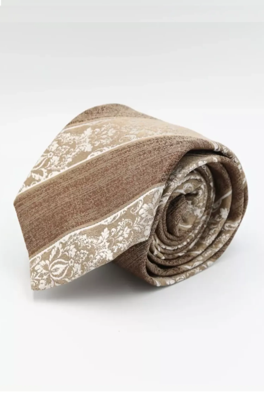 Beige Tie and Pocket Square