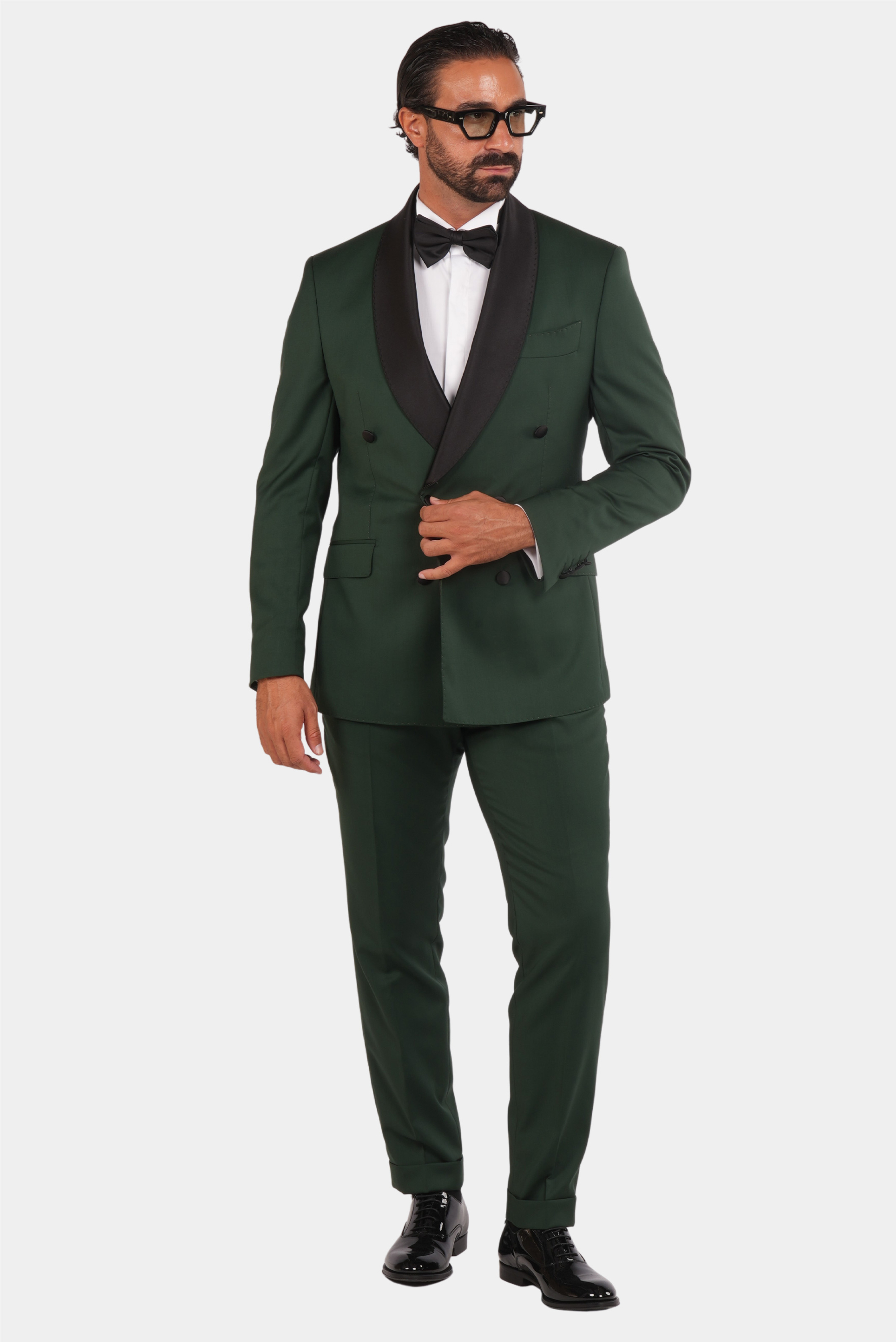 Grüner Slim Fit Doppelreihiger Smokinganzug
