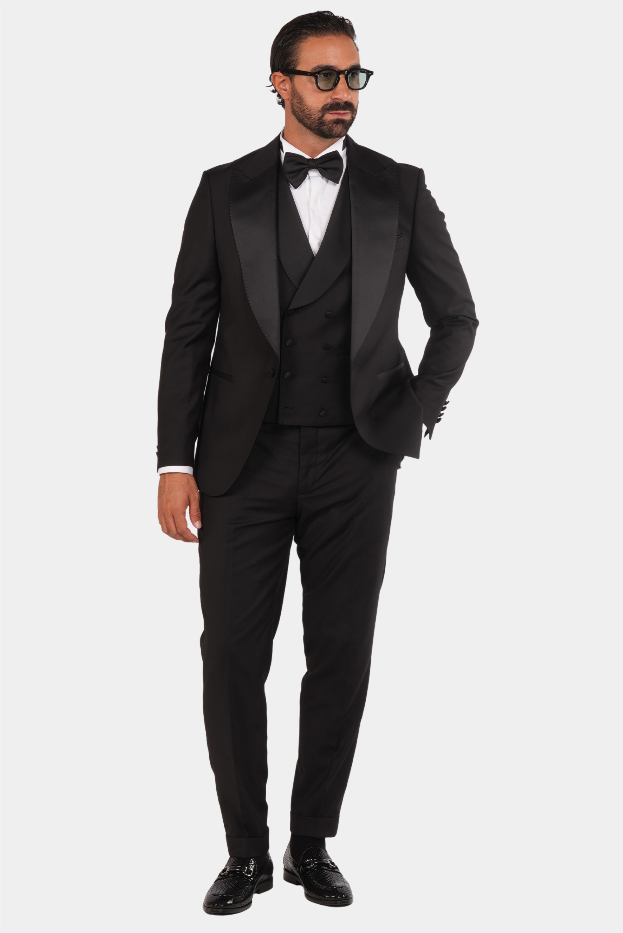 Schwarzer Slim Fit Einreihiger Smokinganzug
