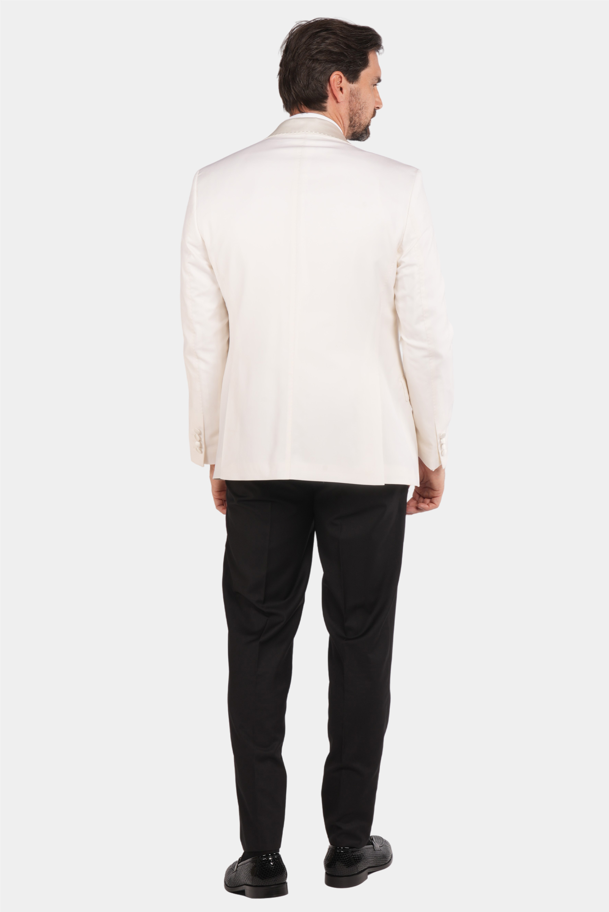 Elfenbein Slim Fit Einreihiger Smokinganzug