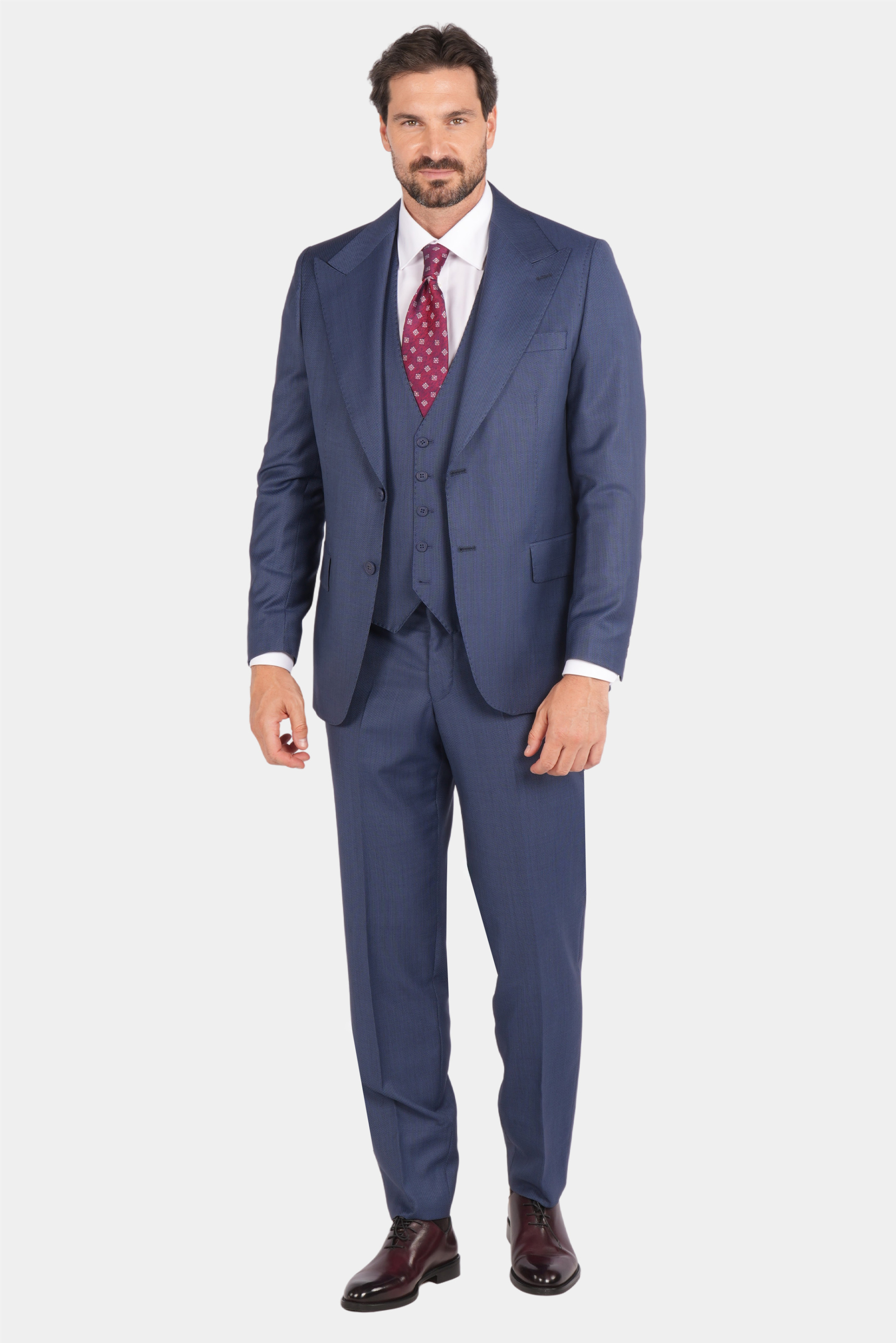 Blauer Modern Fit Anzug einreihig