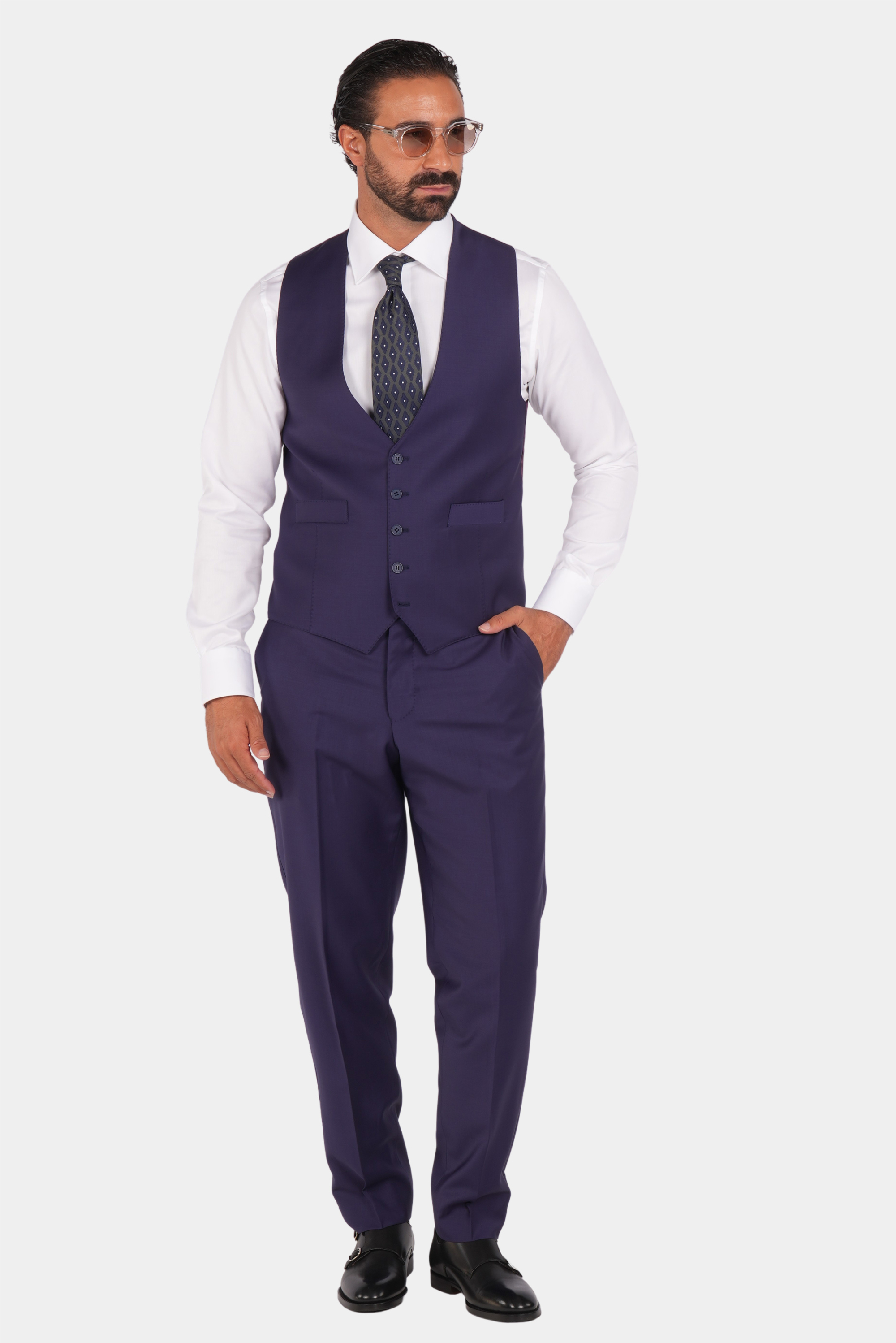 Violett Modern Fit Einreihiger Handarbeit