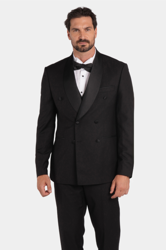 Schwarzer Slim Fit Doppelreihiger Smokinganzug