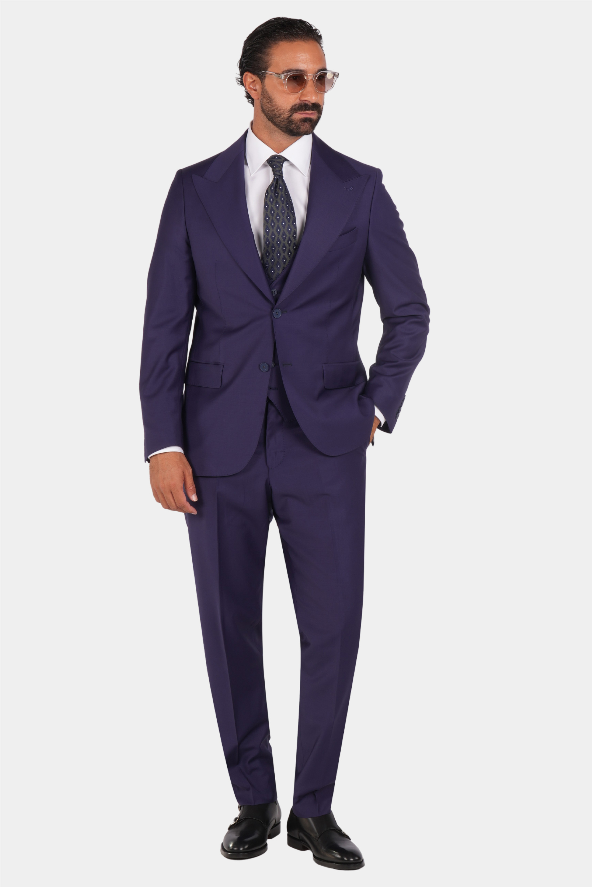Violett Modern Fit Einreihiger Handarbeit
