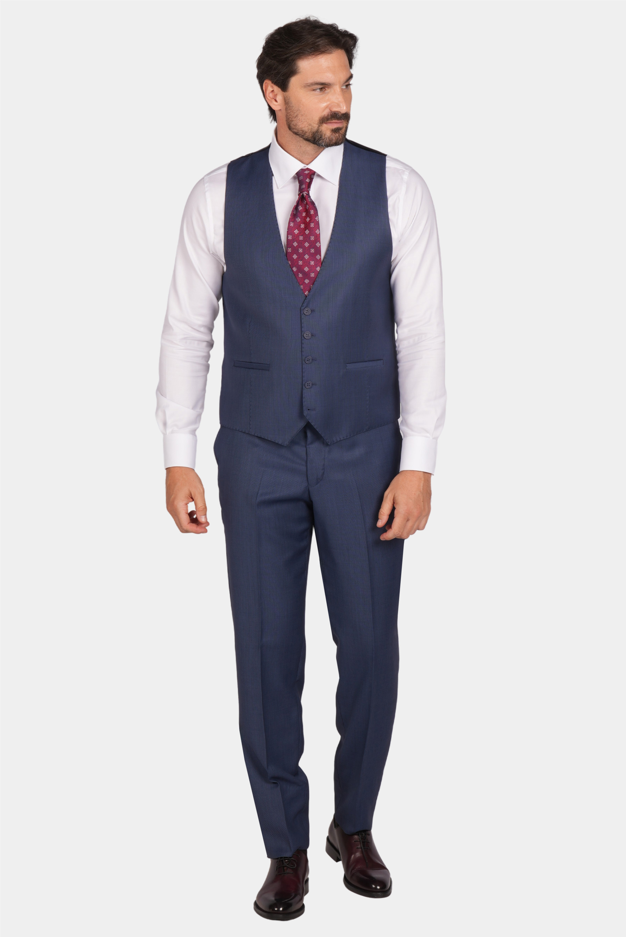 Blauer Modern Fit Anzug einreihig