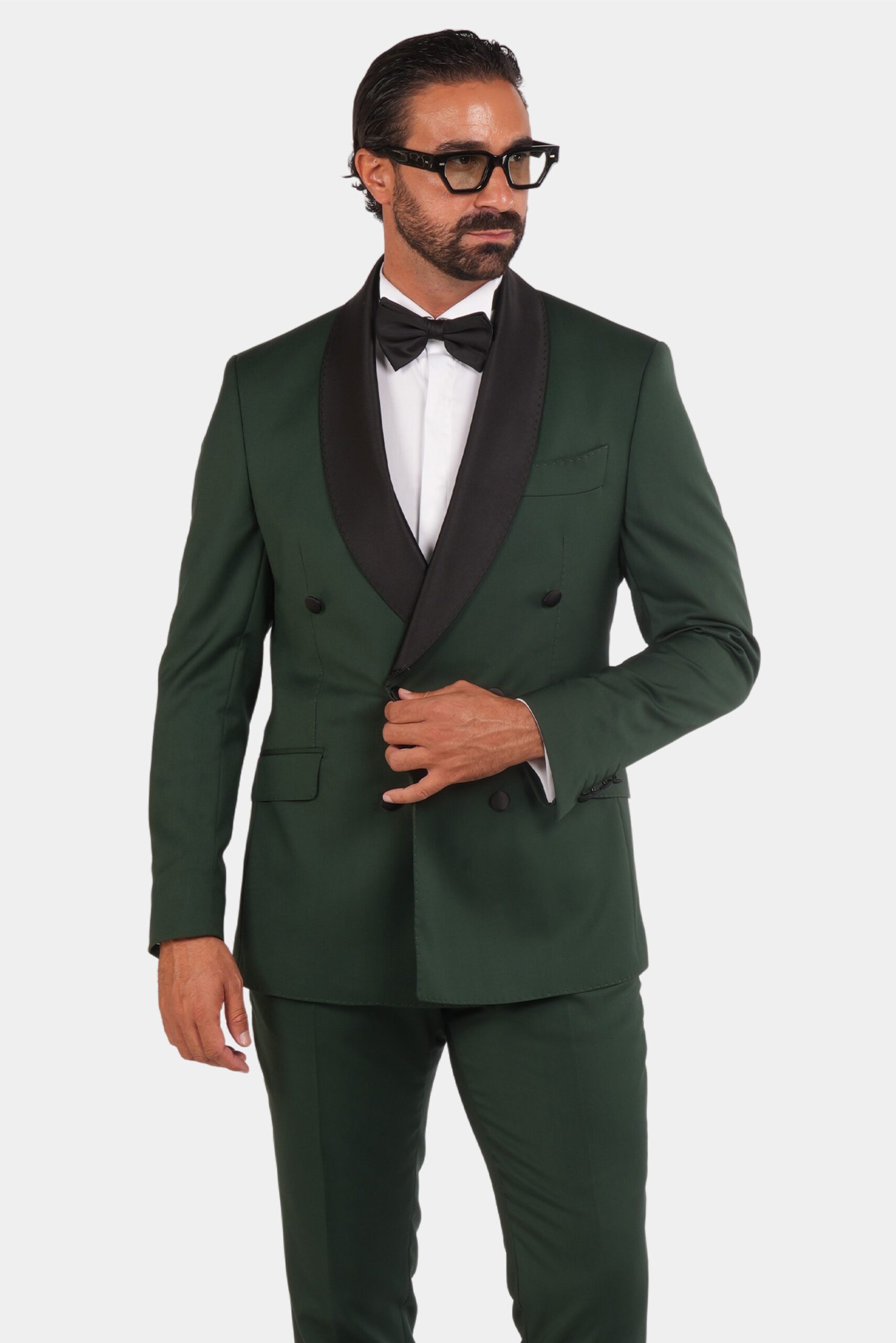 Green Slim Fit Double-breasted Tuxedo