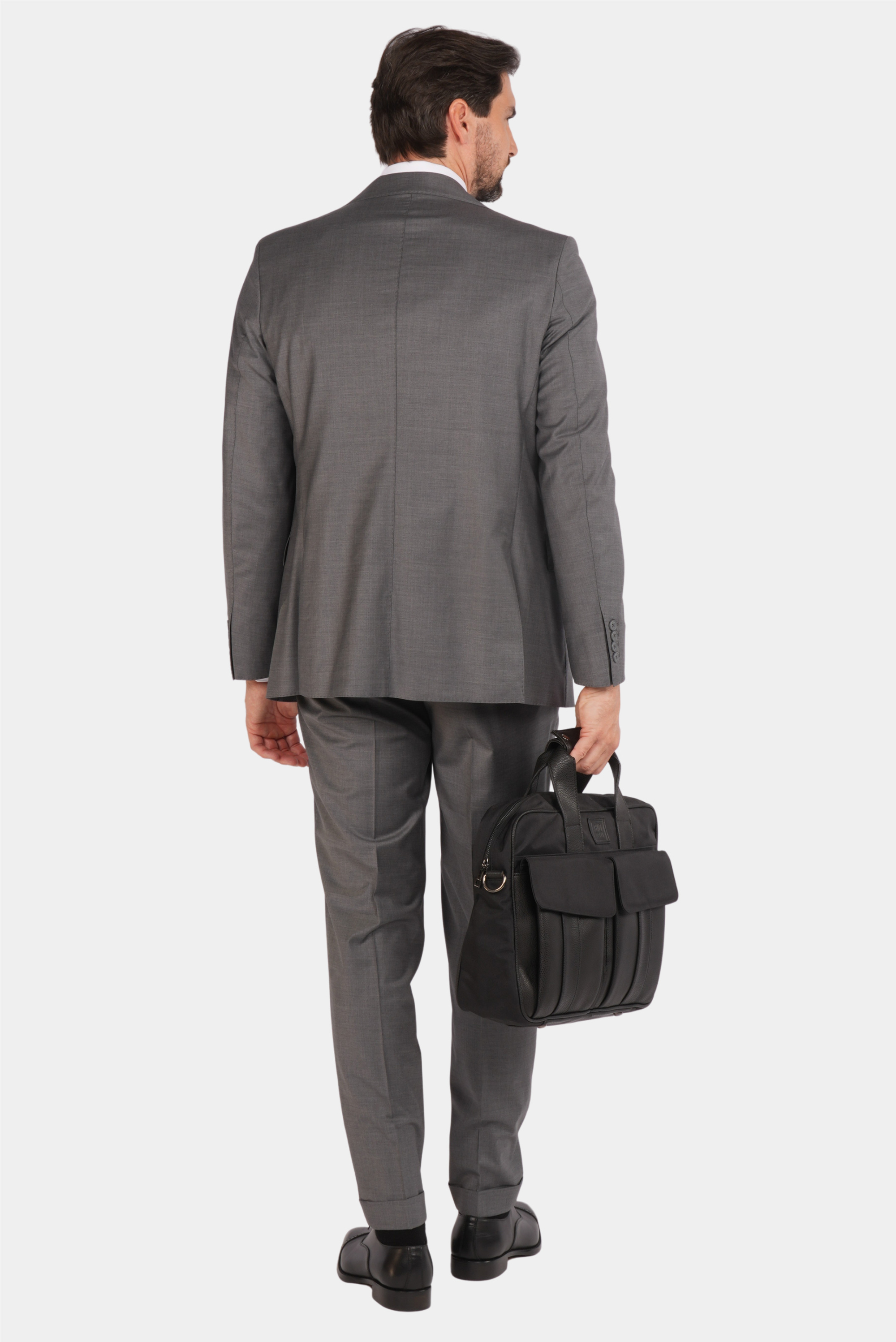 Grauer Modern Fit Einreihiger Handarbeit