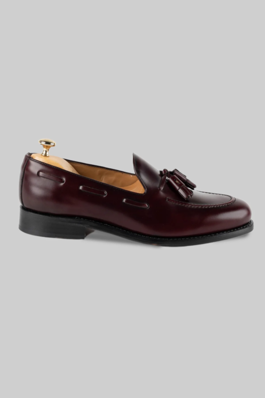 Bordeaux Leder Quasten-Loafer