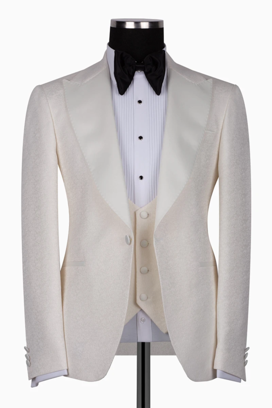 Cream Slim Fit Single Breasted Tuxedo Suit