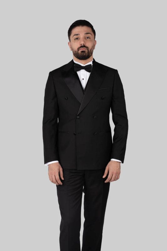 Black Slim Fit Double-breasted Tuxedo
