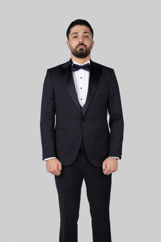 Dunkelblauer Slim Fit Einreiher Smoking-Anzug