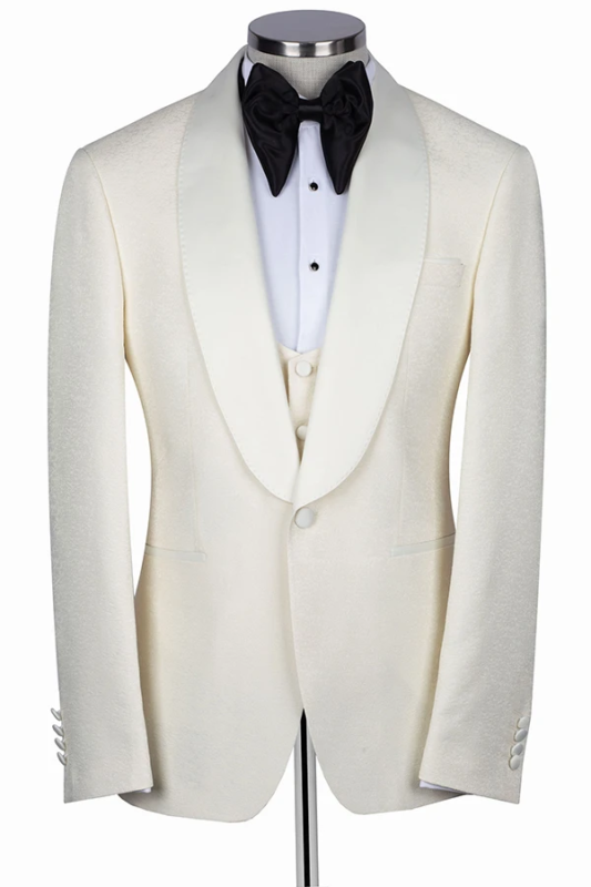 Cream Slim Fit Single Breasted Tuxedo Suit
