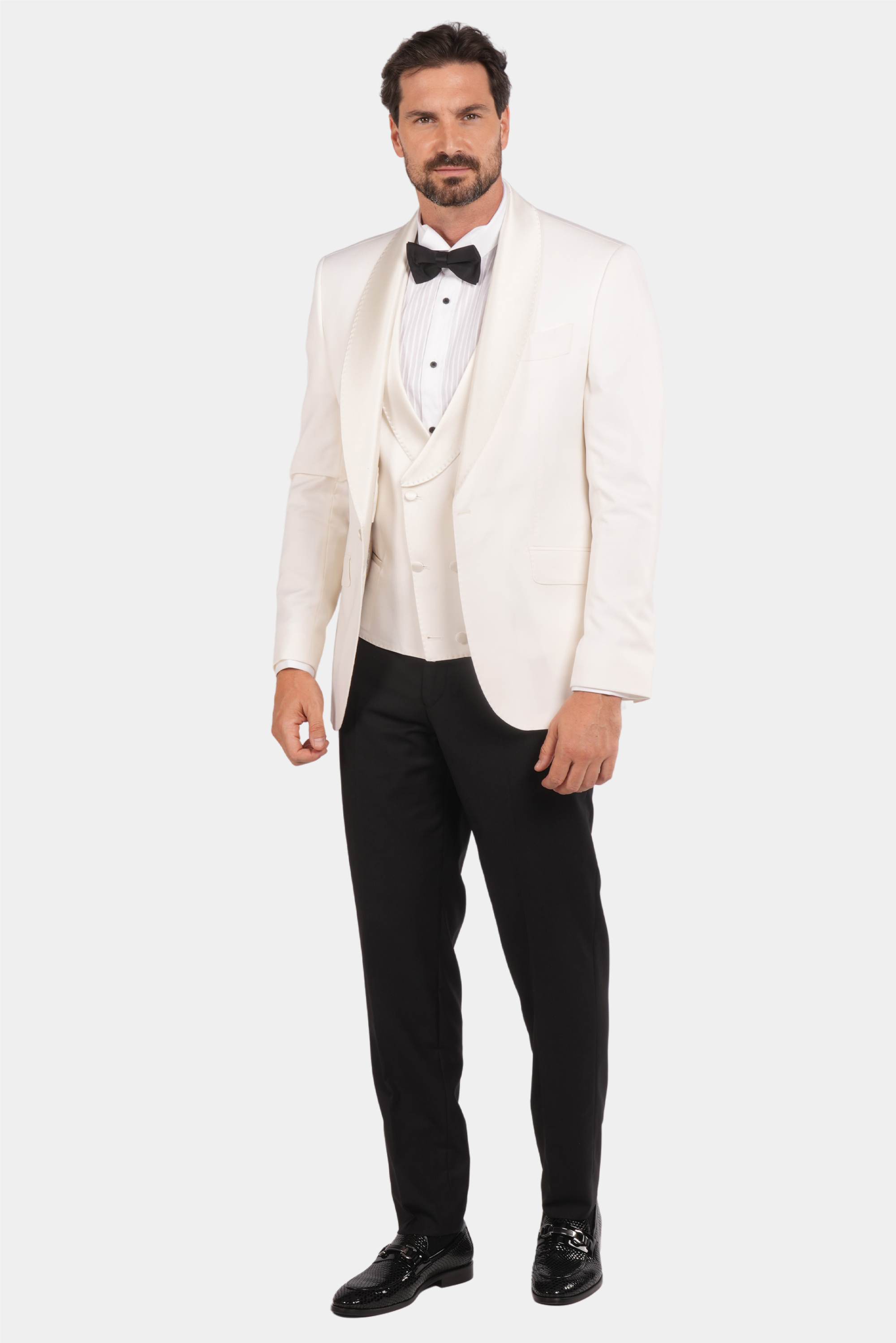 Elfenbein Slim Fit Einreihiger Smokinganzug