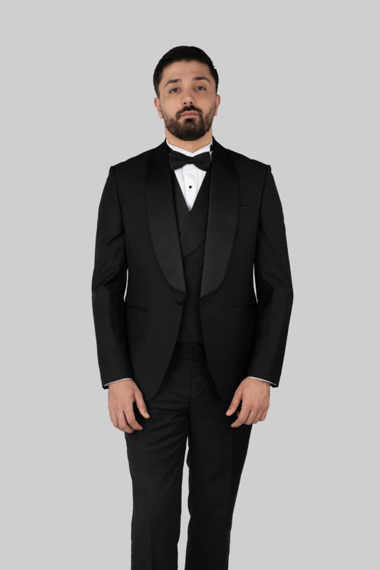 Schwarzer Slim Fit Einreiher Smokinganzug