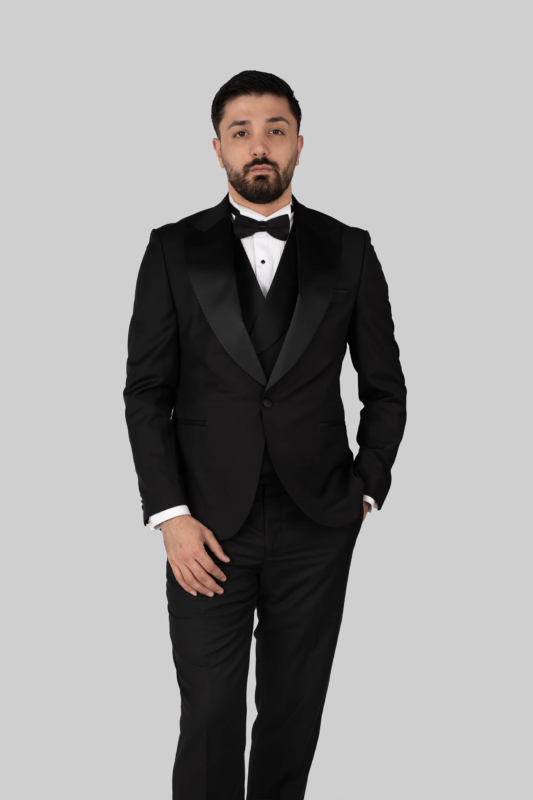 Schwarzer Slim Fit Einreihiger Smokinganzug