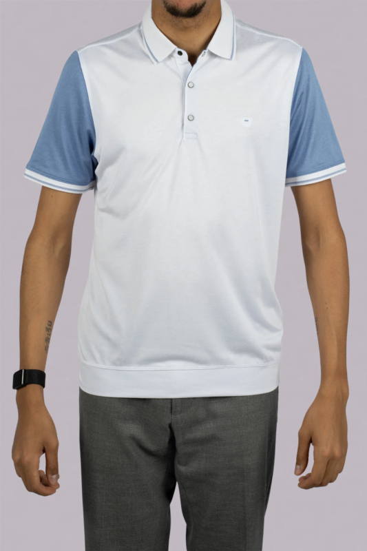 White and blue cotton polo shirt
