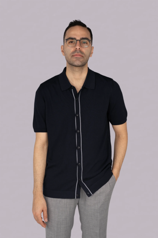 Dark Blue Italian Buttoned Polo Shirt