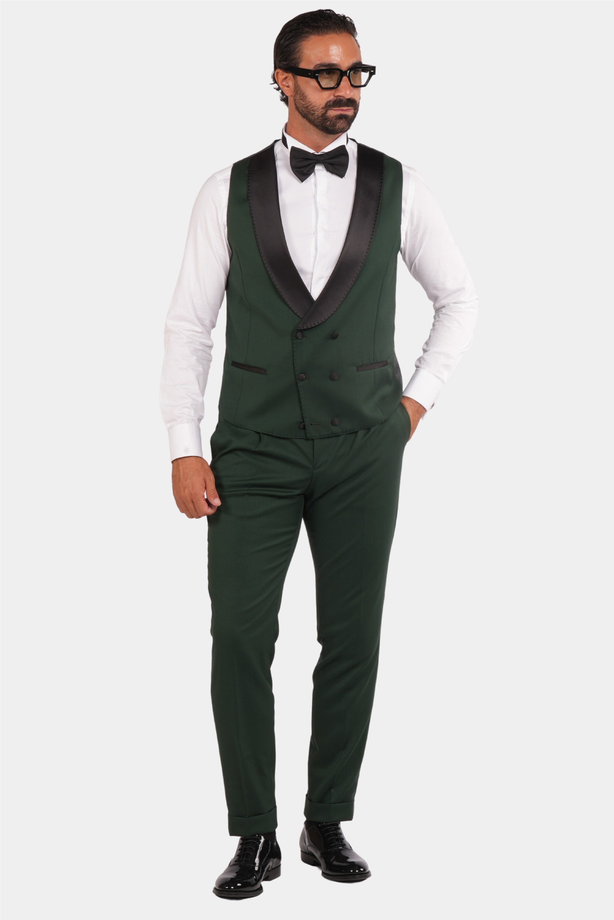 Grüner Slim Fit Doppelreihiger Smokinganzug