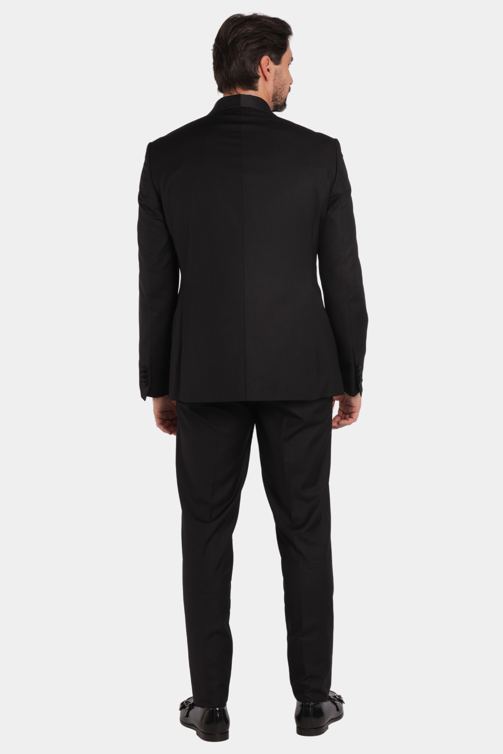 Schwarzer Slim Fit Doppelreihiger Smokinganzug