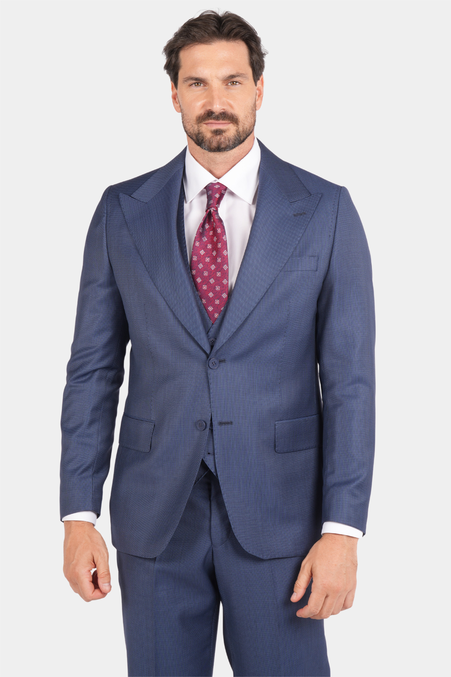 Blauer Modern Fit Anzug einreihig