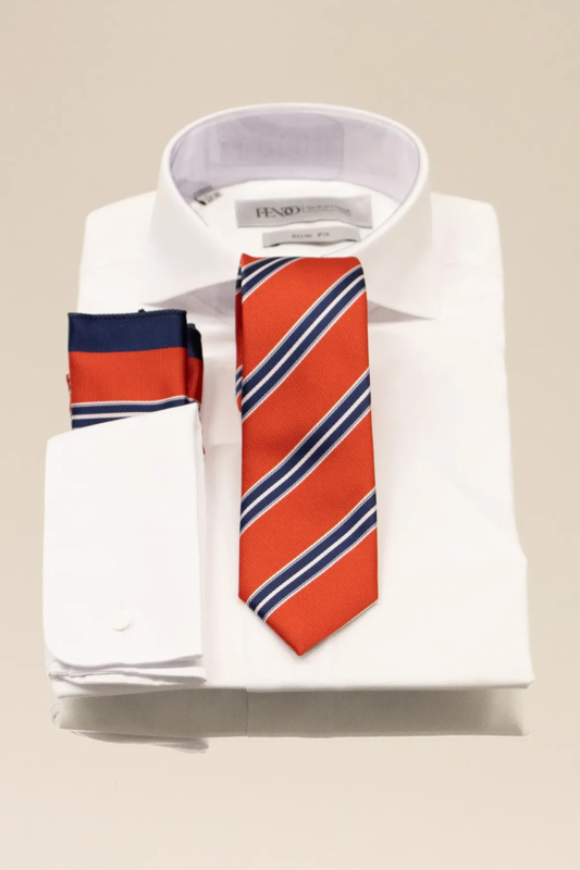 Orange diagonale Krawatte mit Denim und weißen Streifen