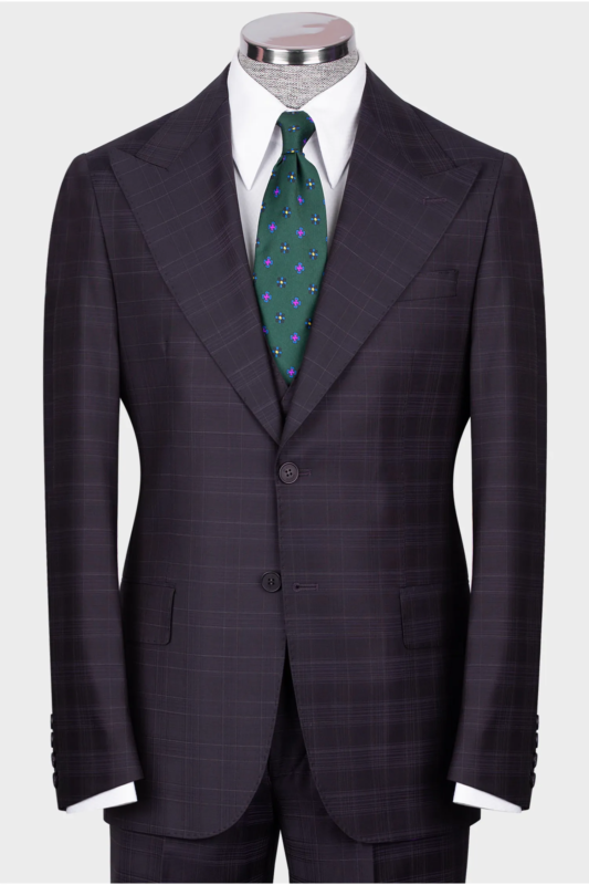 Dark graphite checked modern fit single-breasted suit
