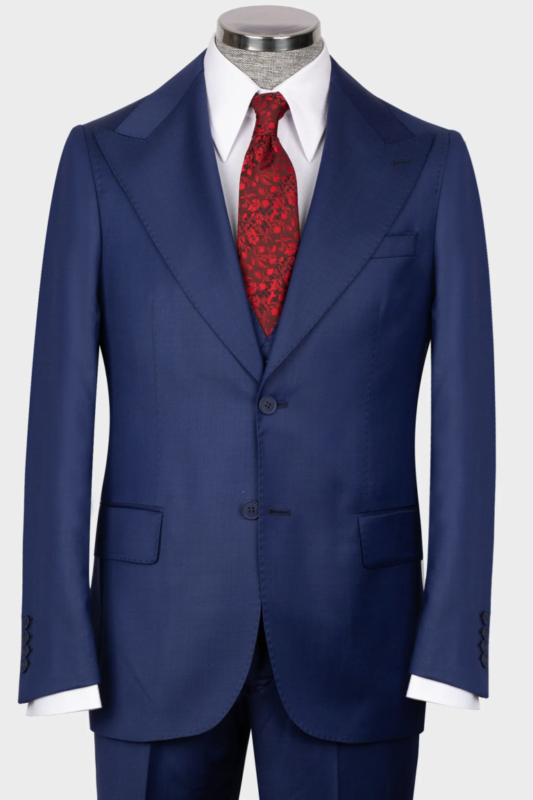Navy blau Modern Fit Einreihiger Anzug