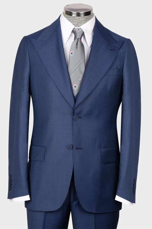 Blauer Modern Fit Anzug einreihig