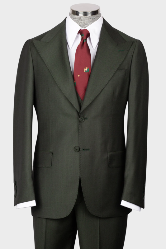 Grüner Modern Fit Einreihiger Anzug