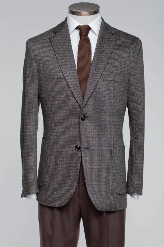 Brown patterned Slim Fit Single-Breasted Blazer