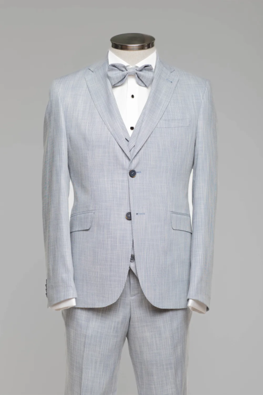 Hellblau gemustert Modern Fit Einreihiger Anzug