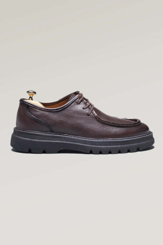 Brauner Hirschleder-Derby-Schuh