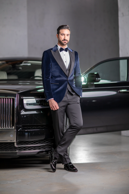 Navy blau Slim Fit Einreiher Smoking Anzug