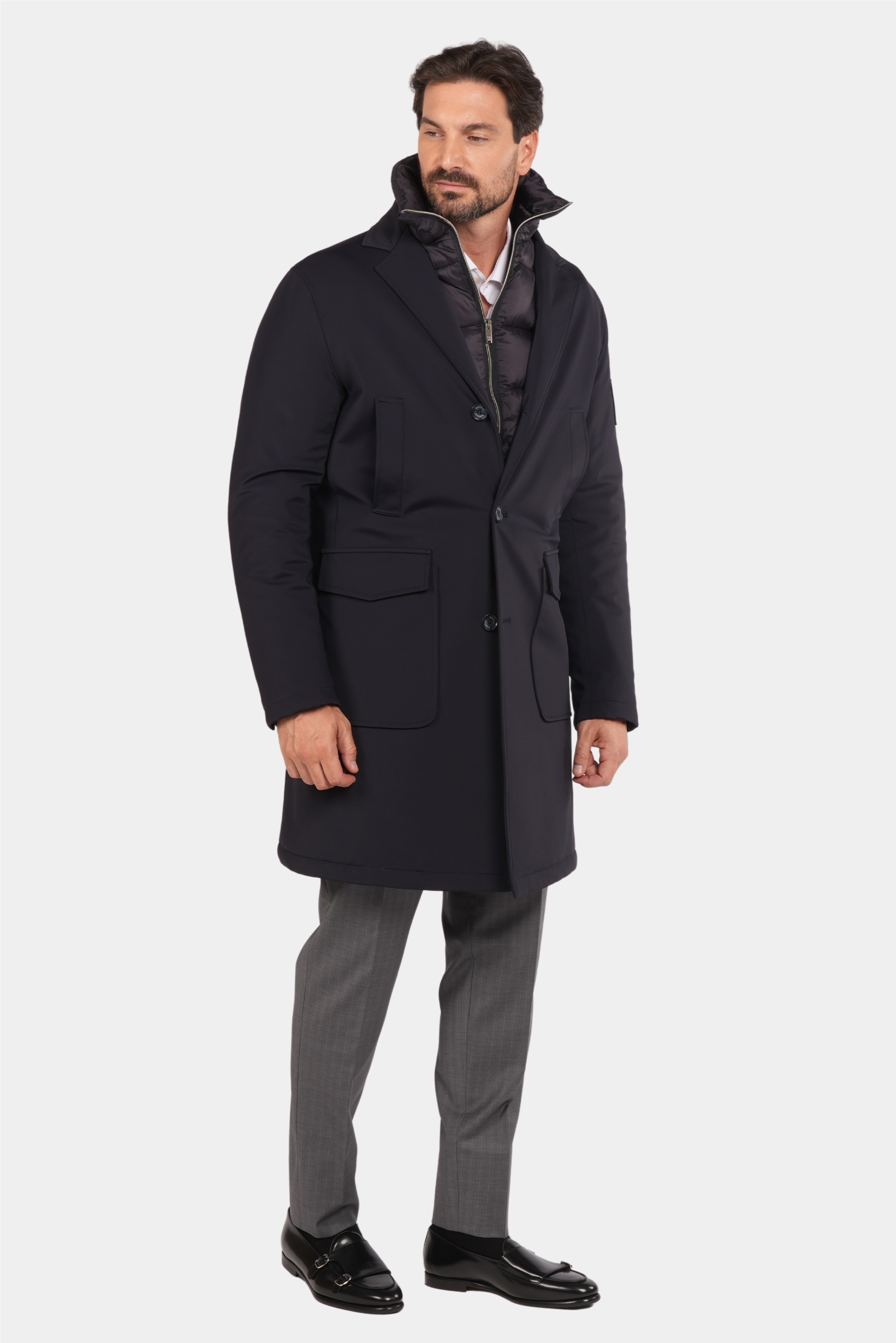 Marineblaue Daunenjacke