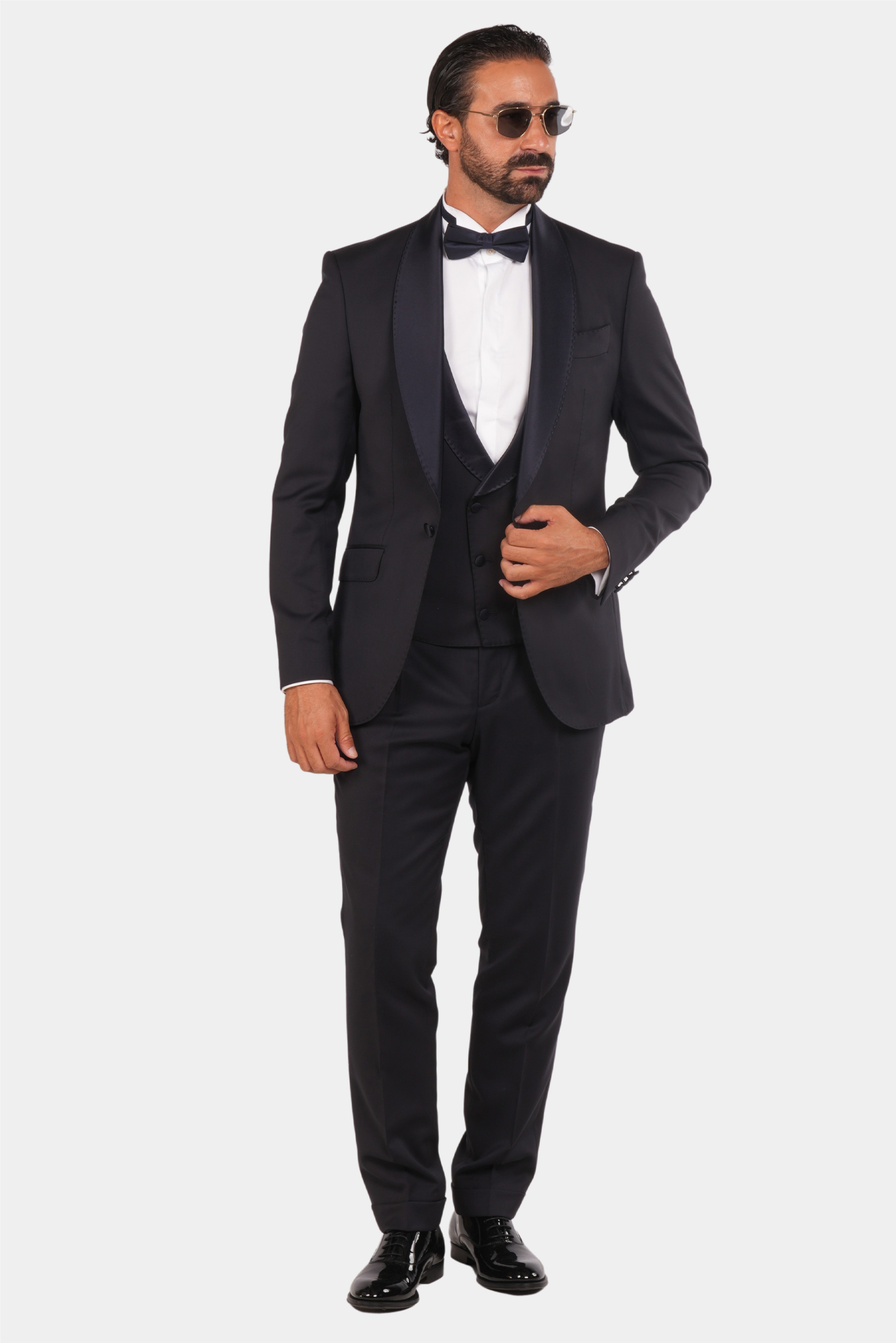 Dark Blue Slim Fit Single Breasted Tuxedo Suit