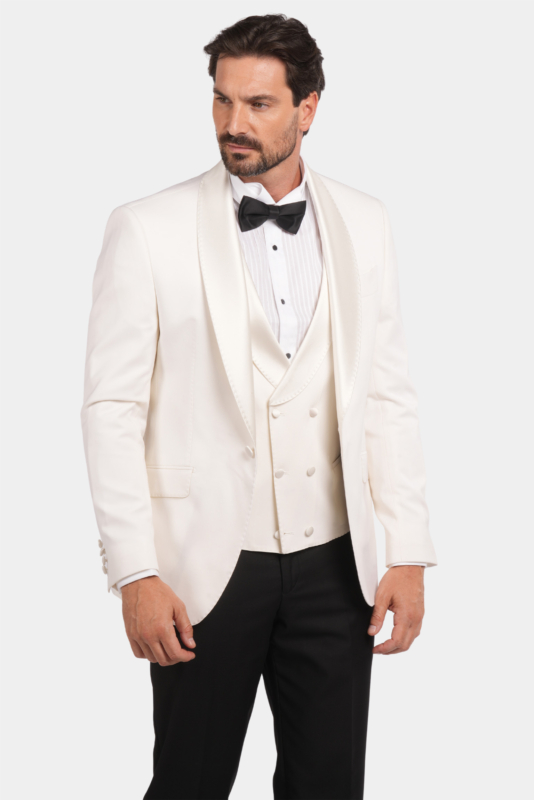Elfenbein Slim Fit Einreihiger Smokinganzug