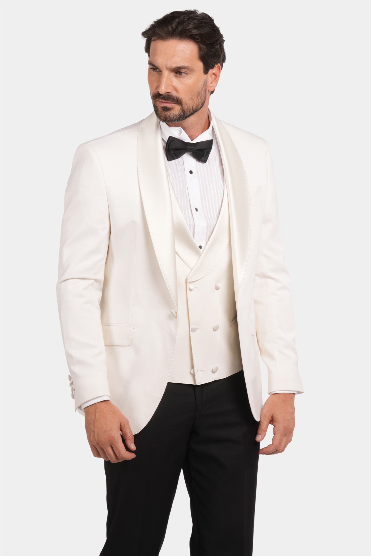 Elfenbein Slim Fit Einreihiger Smokinganzug