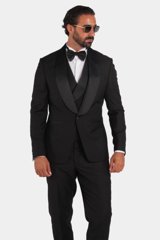 Schwarzer Slim Fit Einreiher Smokinganzug