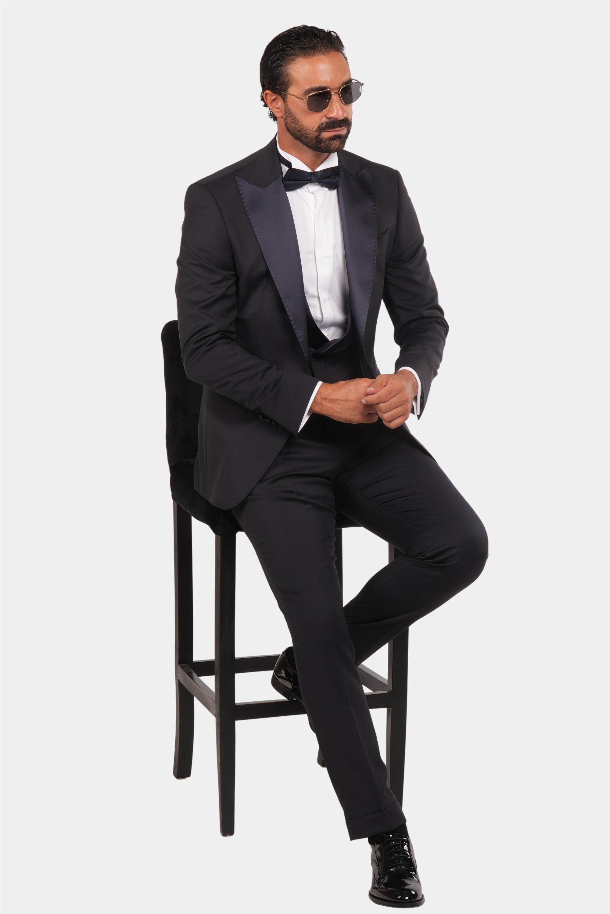 Dunkelblauer Slim Fit Einreiher Smoking-Anzug