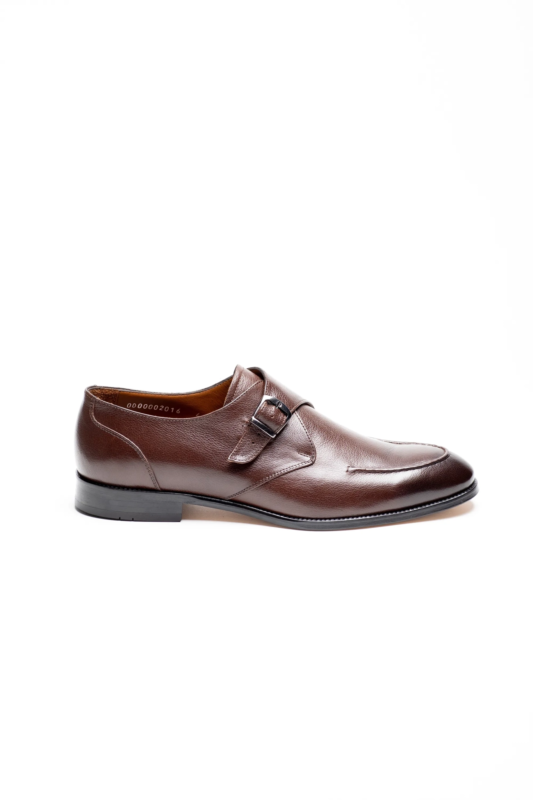 Brown leather monk strap shoe