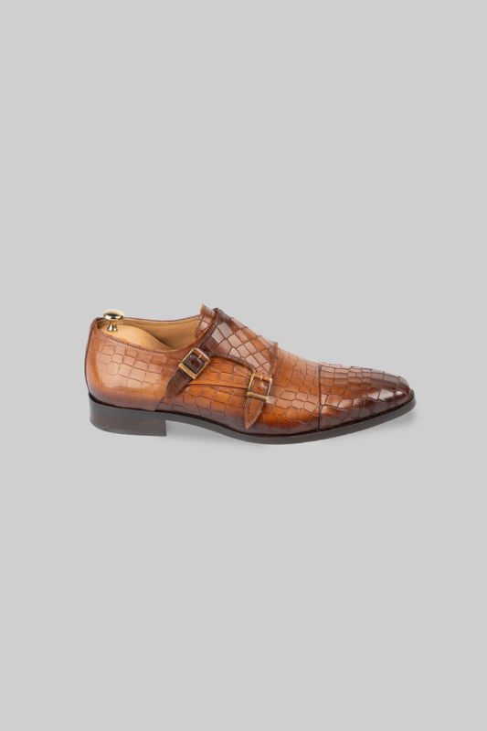 Brauner Leder Doppel-Monkstrap