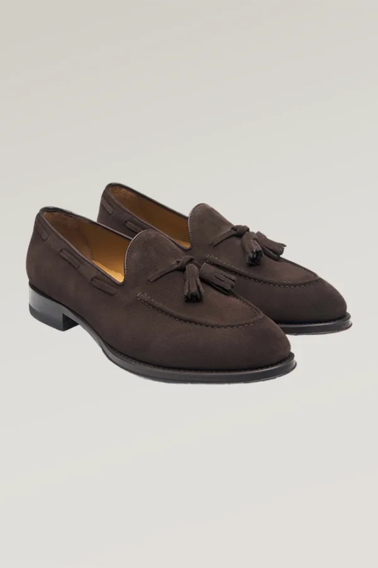 Brauner Loafer aus Wildleder mit Quaste