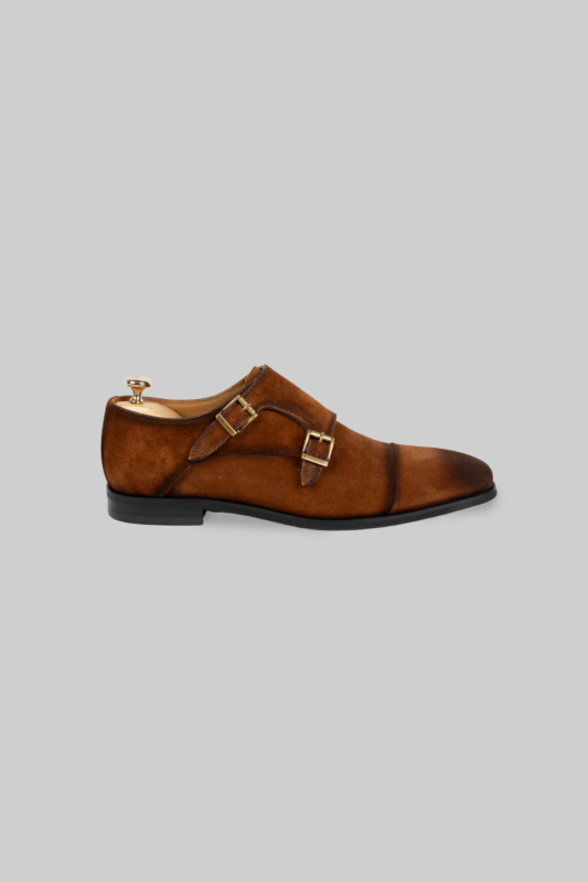Brauner Wildleder Doppel-Monkstrap
